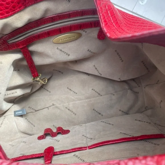 Brahmin Red Croc-Embossed Hobo Bag - Picture 7 of 10